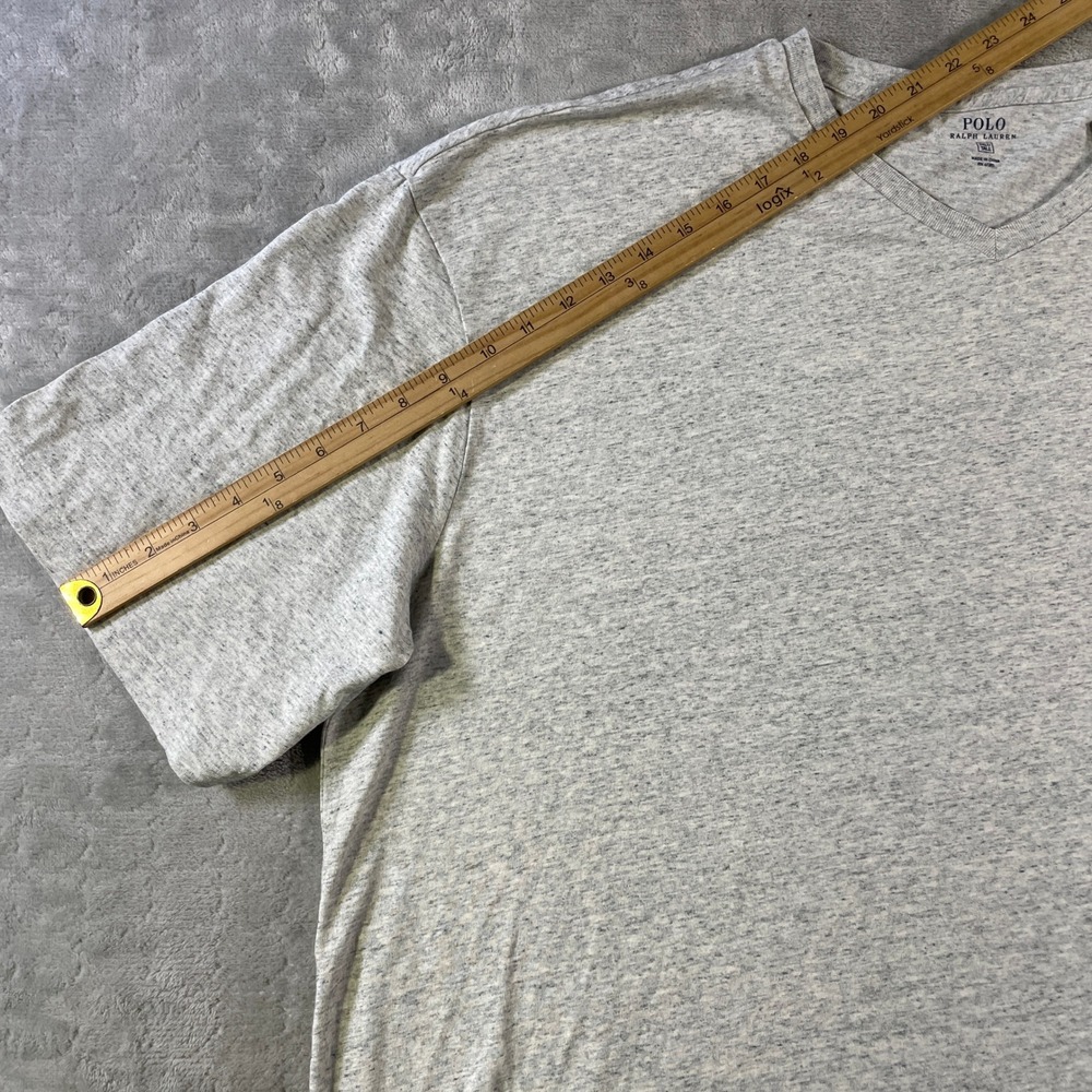 Polo Ralph Lauren T Shirt Mens 2LT Tall Gray Heather V Neck Preppy Casual - Picture 7 of 11
